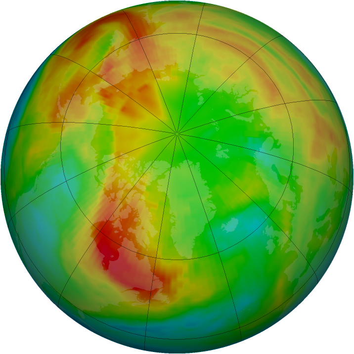 Arctic ozone map for 28 February 1992